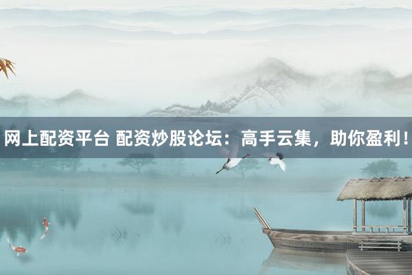 网上配资平台 配资炒股论坛：高手云集，助你盈利！
