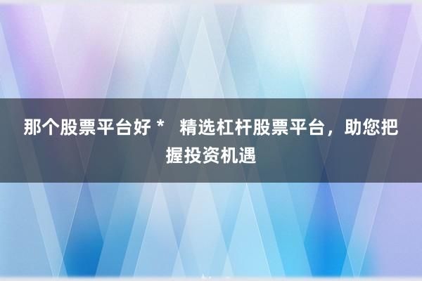 那个股票平台好 *   精选杠杆股票平台，助您把握投资机遇