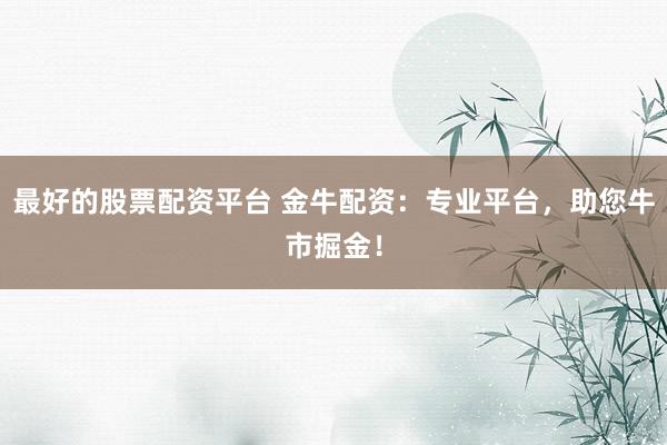 最好的股票配资平台 金牛配资：专业平台，助您牛市掘金！