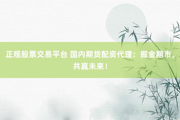 正规股票交易平台 国内期货配资代理：掘金期市，共赢未来！