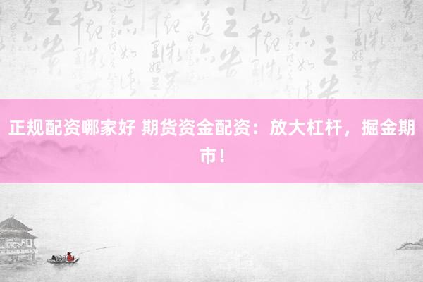 正规配资哪家好 期货资金配资：放大杠杆，掘金期市！