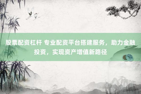 股票配资杠杆 专业配资平台搭建服务，助力金融投资，实现资产增值新路径