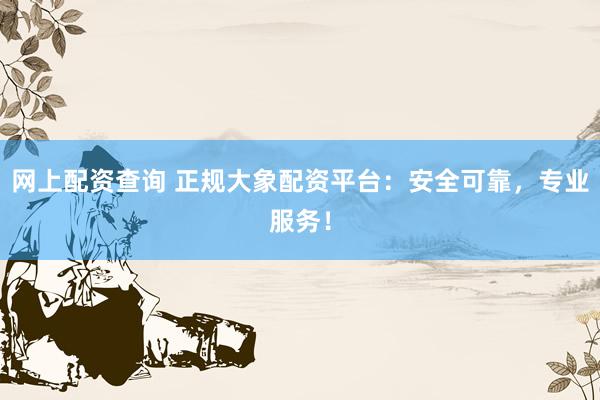 网上配资查询 正规大象配资平台：安全可靠，专业服务！