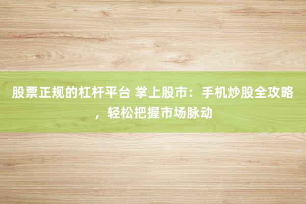 股票正规的杠杆平台 掌上股市：手机炒股全攻略，轻松把握市场脉动