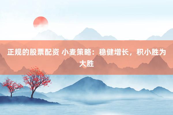 正规的股票配资 小麦策略：稳健增长，积小胜为大胜
