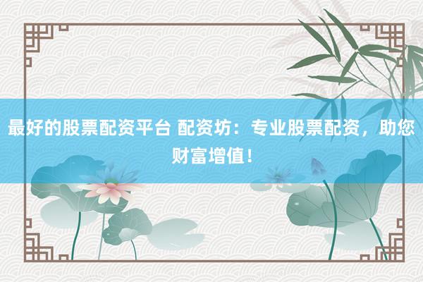 最好的股票配资平台 配资坊：专业股票配资，助您财富增值！