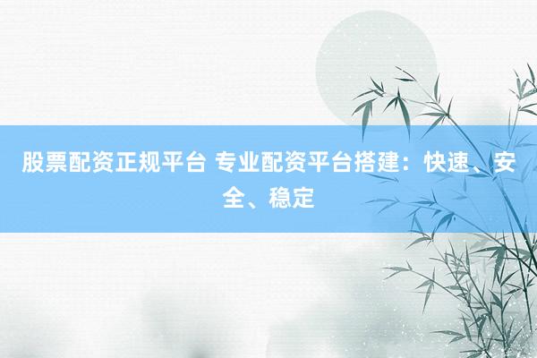 股票配资正规平台 专业配资平台搭建:快速、安全、稳定