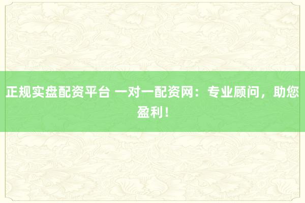 正规实盘配资平台 一对一配资网：专业顾问，助您盈利！