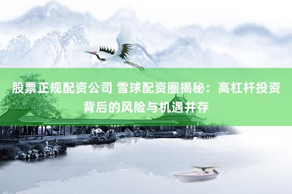 股票正规配资公司 雪球配资圈揭秘：高杠杆投资背后的风险与机遇并存