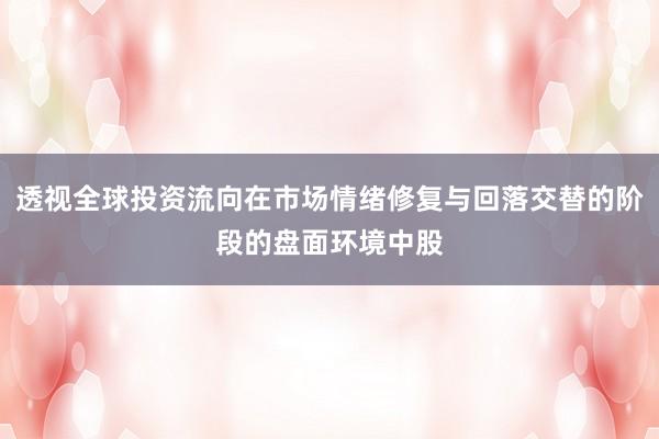 透视全球投资流向在市场情绪修复与回落交替的阶段的盘面环境中股