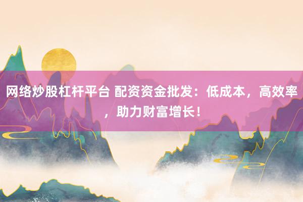 网络炒股杠杆平台 配资资金批发：低成本，高效率，助力财富增长！